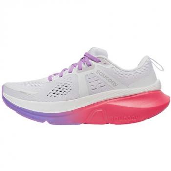 Saucony Guide 18 Blanca con Toques de Violeta y Rosa (Talla 42)