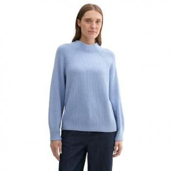 Jersey de punto liso para mujer Tom Tailor, azul claro, talla M