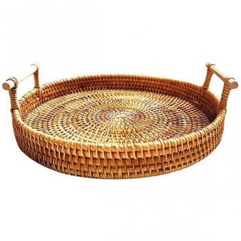 Hand-Woven Rattan Bread and Fruit Basket