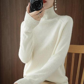 Cachemire col roulé femme S blanc