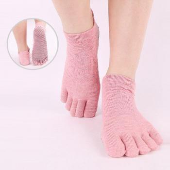 3 Pairs of Five-Toe Pilates Socks with Grips for Women