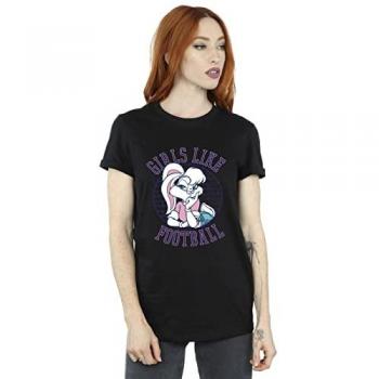 Camiseta negra de algodón Looney Tunes Lola Bunny Girls Like Football
