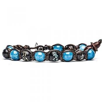 Blue Agate Mantra Bracelet for Women and Men by Tamashii - BHS200-53