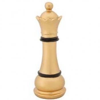 Statua Regina scacchi oro bordino nero, poliresina diam 9x25,5cm