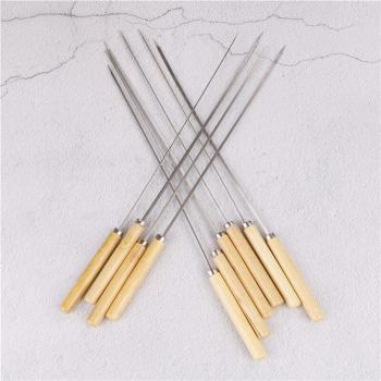 Pinchos de Acero Inoxidable con Mango de Madera 10 Piezas