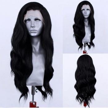 Synthetic Deep Wave Lace Front Wig 26 Inch Heat Resistant T Part HD Frontal for Women