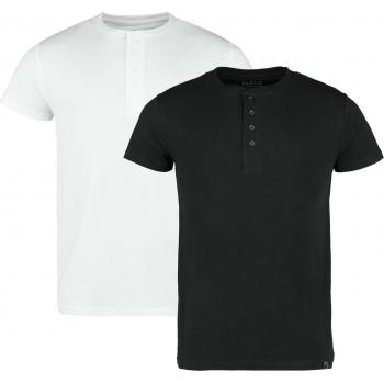 Set de deux T‑shirts Henley Black Premium by EMP – Noir/Blanc, hommes, S-XXL