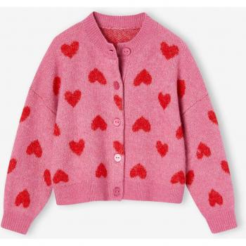 Vieux Rose Gilet Coeur Fille Jacquard