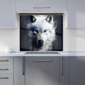 Warren Reed Crédence design visage de loup blanc, finition sombre