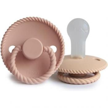 Frigg Block Silicone Pacifier Croissant Blush 0-6M 2uts