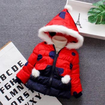 Cute Baby Girls Winter Coat with Artificial Fur Hood