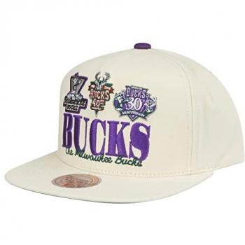 Milwaukee Bucks Retro‑Snapback mit Mitchell & Ness, Herren – Beige, Einheitsgröße