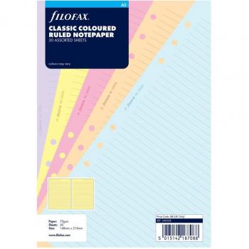 Filofax A5 linjerade blad färgade sortiment