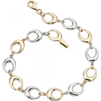 Elements Gold Ladies' 9ct Yellow and White Gold Bracelet (Oval Link, Length 19cm)