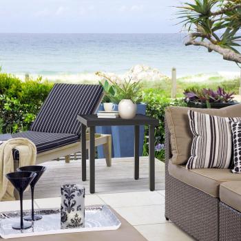 Outsunny Garden Side Table Coffee Table with Umbrella Hole - Black