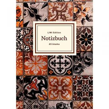 A5, Notizbuch: Notizbuch schön gestaltet mit Leseband - A5 Hardcover blanko - 100 Seiten 90g/m² - floral indisch - FSC Papier