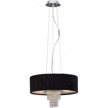 Nerissa Pendant Light - 4 Light, Black Shade, Polished Chrome with Crystal