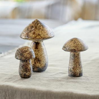 Mirabeau Dekoobjekt: 3‑teiliger Pilz-Set „Dew“ in Kupfer