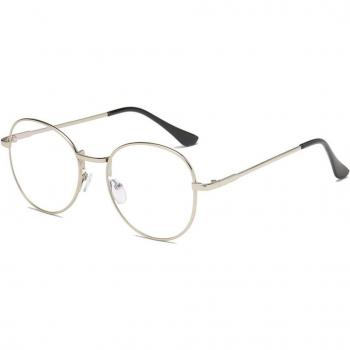 Round Frame Vintage Style Blue Light Blocking Metal Glasses