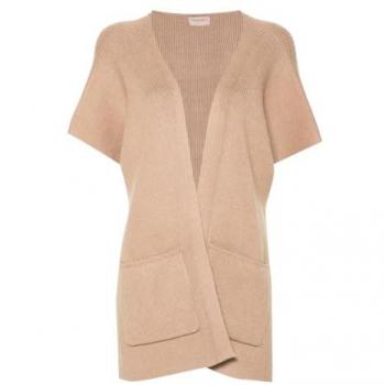 Twinset Ribbed Poncho Jacket with Pockets, Brown, One Size, Female