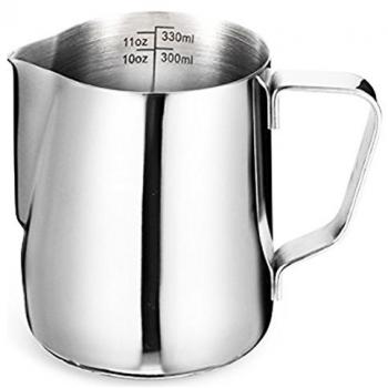Jarra de espuma de leche con marcas de medición | BluFied 12oz / 350ml Taza de jarra de acero inoxidable para Barista Cappuccino Espresso Machine Coffee Cafe Latte Maker Art