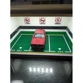 1/64 Wooden Model Car Storage Box with Garage Scene