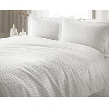Waffle Bedding Set in White - 100% Cotton, Double