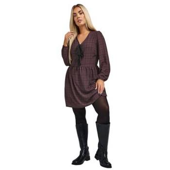 Burgunderrotes Minikleid mit Schleifendesign – Women's Curve Plus Size Limited Collection