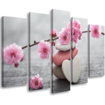 5‑Teiliges Herzstein‑Rosa Canvas‑Set 100 × 70 cm