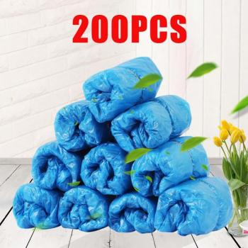 200Pcs Blue Plastic Shoe Covers