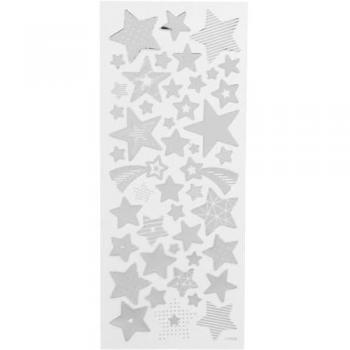 Clear Film Silver Stickers – Single Sheet 10×24 cm
