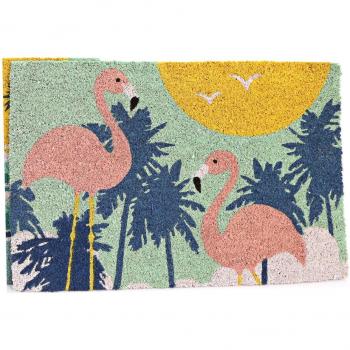 Flamingo Paradise Multicolored Straw Mat - 60x40cm