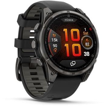 Fenix 8 Pro Sapphire 47mm GPS Smartwatch – Carbon Grey DLC Titanium with Pebble Grey Silicone Band