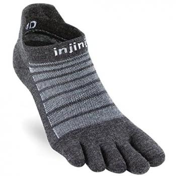 Injinji Run Leichte No-Show Wollsocken Größe L Grau