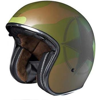 Casco Moto Jet Vintage Custom Verde Militare Taglia S