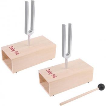 Tenedores de afinación de aleación de aluminio (440Hz) en soporte de madera para experimentos de física