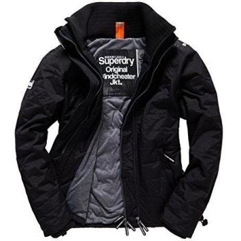 SUPERDRY Quilted Athletic Windcheater, Abrigo Impermeable para Hombre, Negro