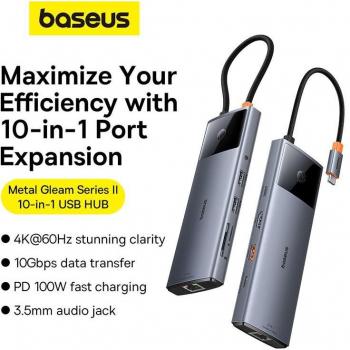 Baseus HUB USB Metal Gleam Serie II 10 en 1 gris espacial