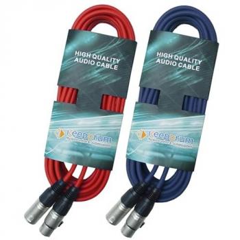 Keepdrum DMX Lichtkabel 6m 3-pol XLR 1x Rot 1x Blau