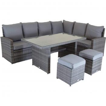 Charles Bentley Casual Rattan Dining Set with 6 Seats - Light Grey