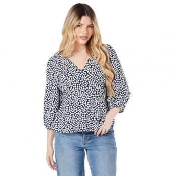 Womens Navy Spot Wrap Blouse - 10