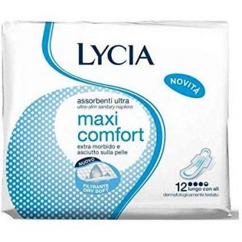 Lycia Ultra Maxi Comfort Absorbent Pads with Wings - 12pz