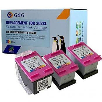 G&G HP 302XL V3 Tricolore Multipack 3 cartucce d'inchiostro rigenerate Eco-Saver F6U65AE/F6U67AE