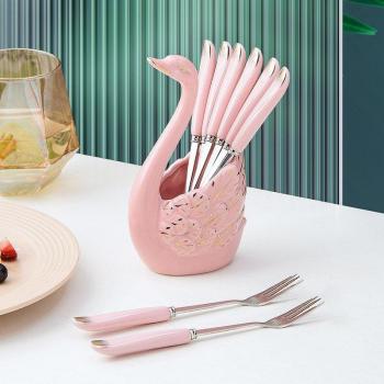 High-End Kitchen Fruit Fork Combo: 304 Stainless Steel, Coffee, Dessert Spoons + Safety Jar