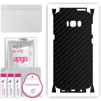 Apgo Protective Skin Sticker voor Samsung Galaxy S8 Plus, Volledige Wrap Folie, Carbon Zwart