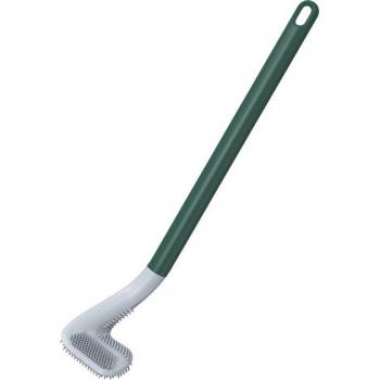 Modern Black Silicone Toilet Brush with Holder - Long Handle Hygienic Cleaning Tool