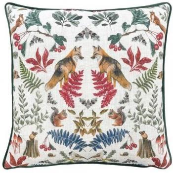Bottle Green & White Mirrored Fox Cushion Cover – 43 cm