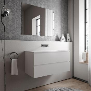 Mobiletto AVA 100 cm – Lavabo MineralGuss Bruxelles Bianco Opaco (Senza Preforatura)