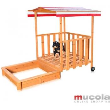 Gioco Sandbox con Veranda e Coperchio in Legno