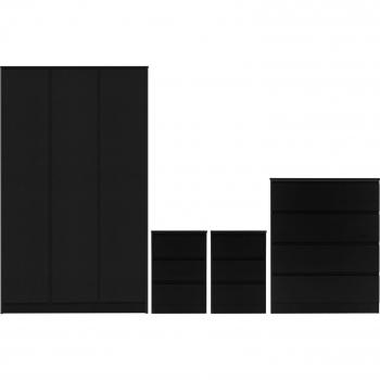 Walker Triple Wardrobe Bedroom Furniture Set - Black